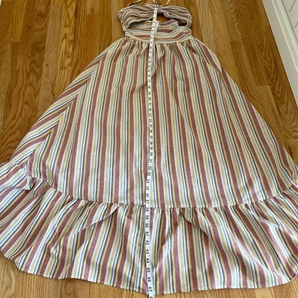 SHEIN VCAY Cutout Detail Striped Ruffle Hem Halter Dress Multicolor Size XS - Picture 10 of 12